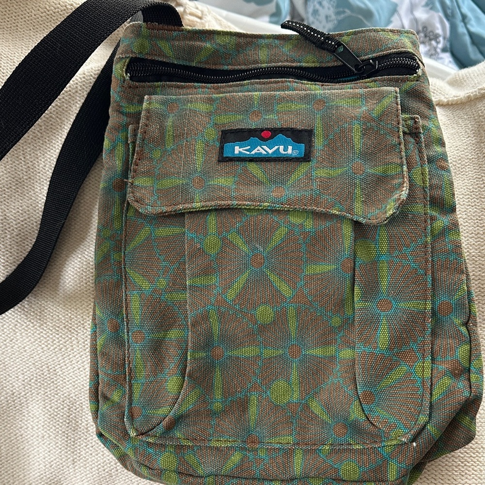 Kavu Geometric Green and Brown Crossbody Bag
